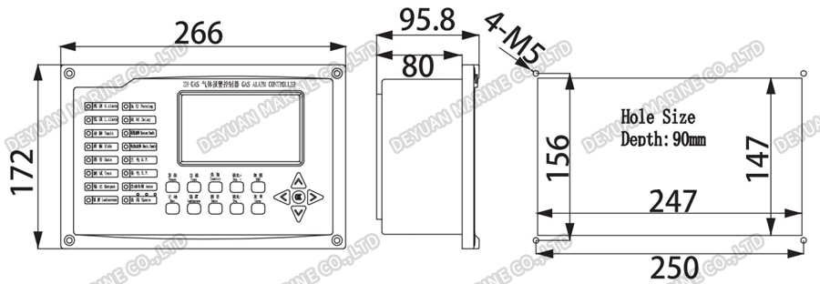 GAS-1F Flush Type Gas Alarm Controller-DEYUAN MARINE2 GAS-1F Flush Type Gas Alarm Controller-DEYUAN MARINE2