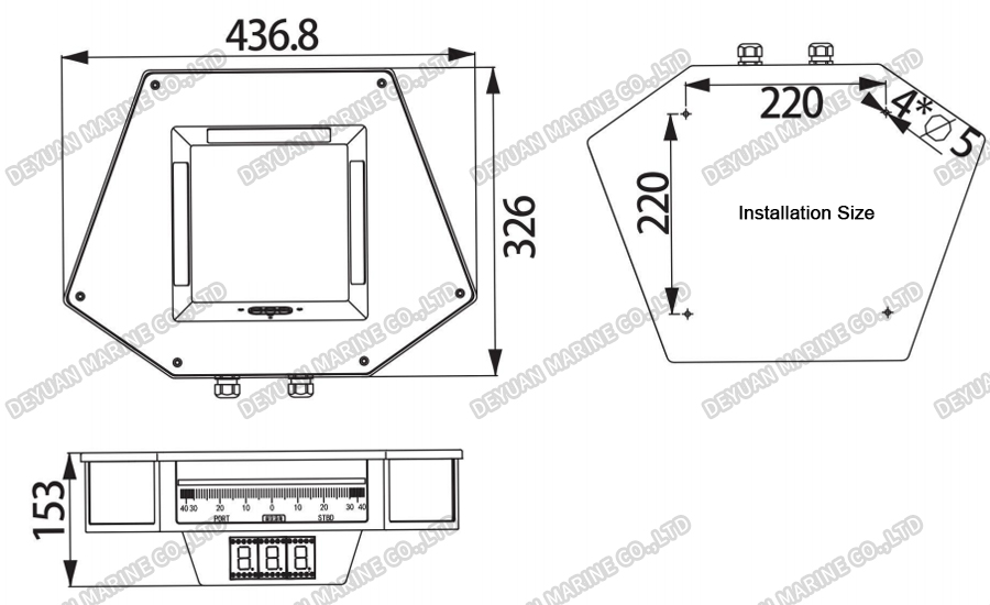 RA-3 Three-sided Rudder Angle Indicator(Single Display)-DEYUAN MARINE2 RA-3 Three-sided Rudder Angle Indicator(Single Display)-DEYUAN MARINE2