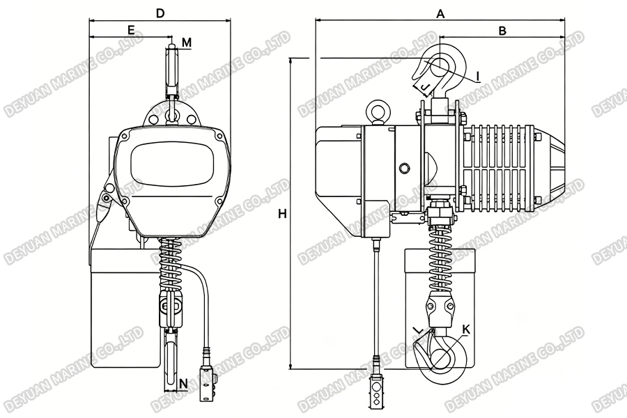 Hook Fixed Type Electric Chain Hoist (Single Chain) -DEYUAN MARINE2 Hook Fixed Type Electric Chain Hoist (Single Chain) -DEYUAN MARINE2