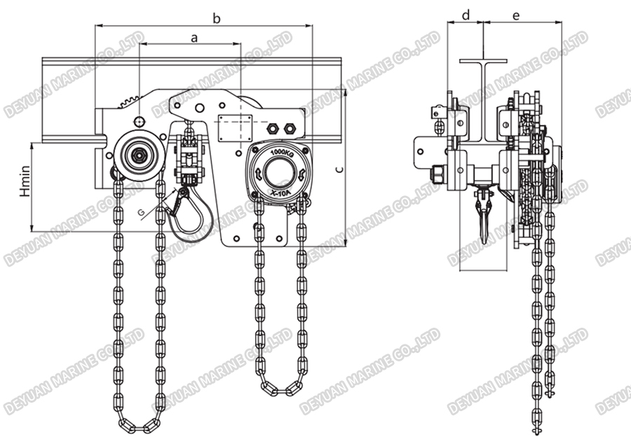 Low Headroom Trolley Hoist-DEYUAN MARINE2 Low Headroom Trolley Hoist-DEYUAN MARINE2