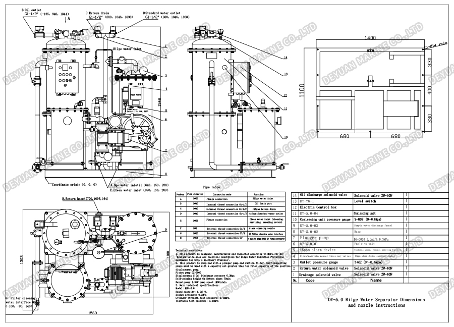 5.0m3 15ppm Bilge Separator-DEYUAN MARINE 01 5.0m3 15ppm Bilge Separator-DEYUAN MARINE 01