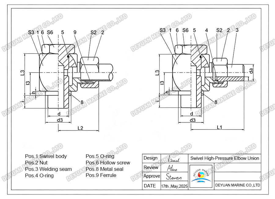 Swivel High-Pressure Elbow Union-DEYUAN MARINE 3 Swivel High-Pressure Elbow Union-DEYUAN MARINE 3