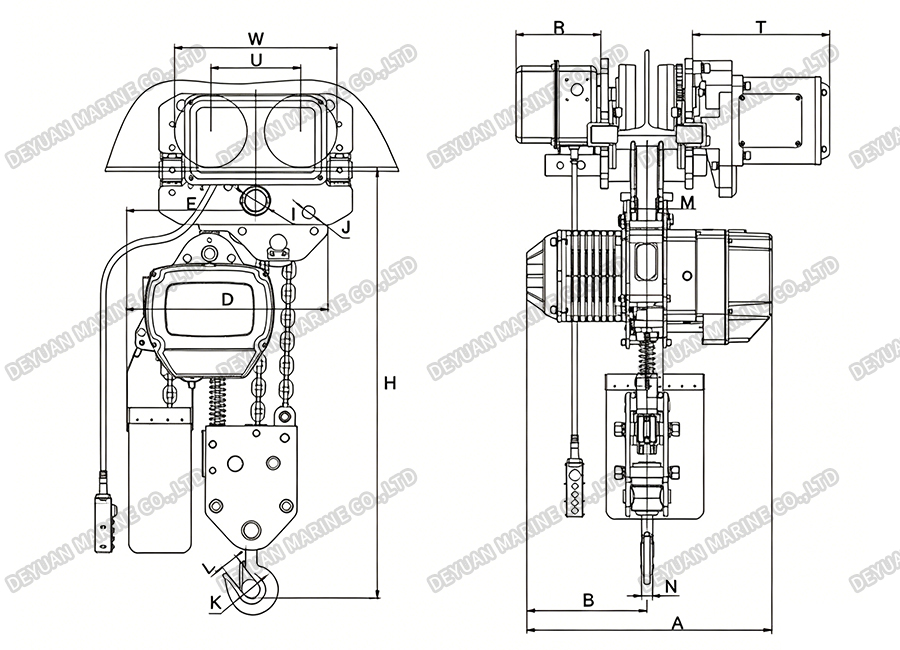 Electric Trolley Type Chain Hoist (Treble Chain) -DEYUAN MARINE2 Electric Trolley Type Chain Hoist (Treble Chain) -DEYUAN MARINE2