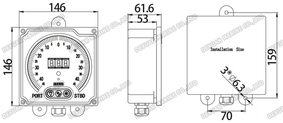 RA-1G Wall Type Rudder Angle Indicator-DEYUAN MARINE2 RA-1G Wall Type Rudder Angle Indicator-DEYUAN MARINE2