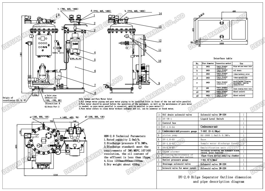 2.0m3 15ppm Bilge Separator-DEYUAN MARINE 01 2.0m3 15ppm Bilge Separator-DEYUAN MARINE 01