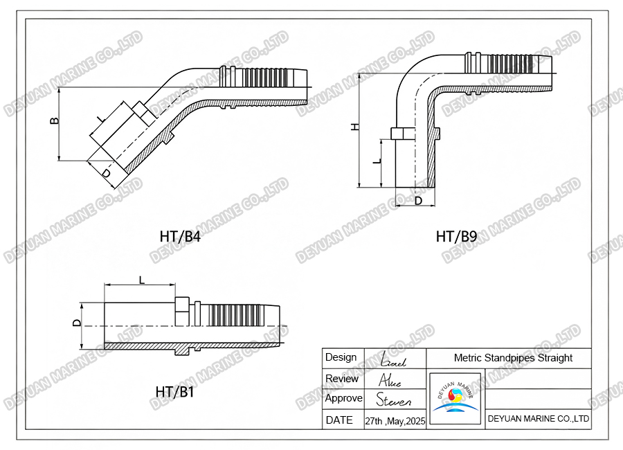 HT-B Metric Standpipes Straight-DEYUAN MARINE 5 HT-B Metric Standpipes Straight-DEYUAN MARINE 5