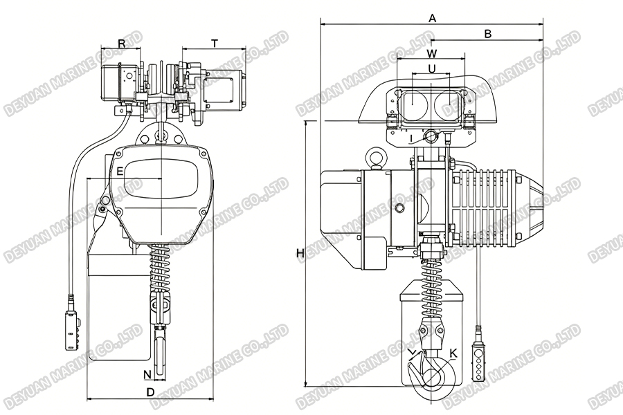 Electric Trolley Type Chain Hoist (Single Chain) -DEYUAN MARINE2 Electric Trolley Type Chain Hoist (Single Chain) -DEYUAN MARINE2