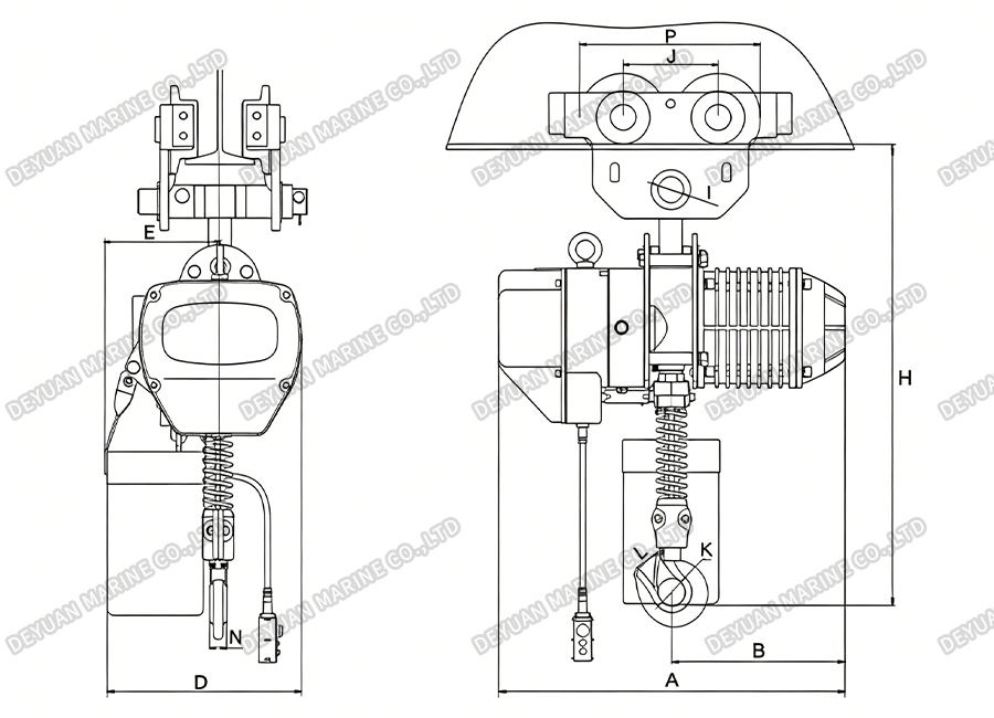 500kg–2t Single Speed Manual Trolley Chain Hoist-DEYUAN MARINE2 500kg–2t Single Speed Manual Trolley Chain Hoist-DEYUAN MARINE2