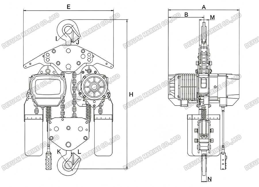 10T Hook Fixed Type Electric Chain Hoist -DEYUAN MARINE2 10T Hook Fixed Type Electric Chain Hoist -DEYUAN MARINE2