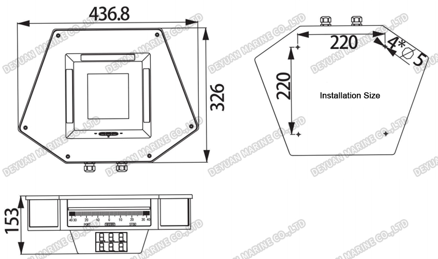 RA-3 Three-sided Rudder Angle Indicator(Dual Display)-DEYUAN MARINE2 RA-3 Three-sided Rudder Angle Indicator(Dual Display)-DEYUAN MARINE2
