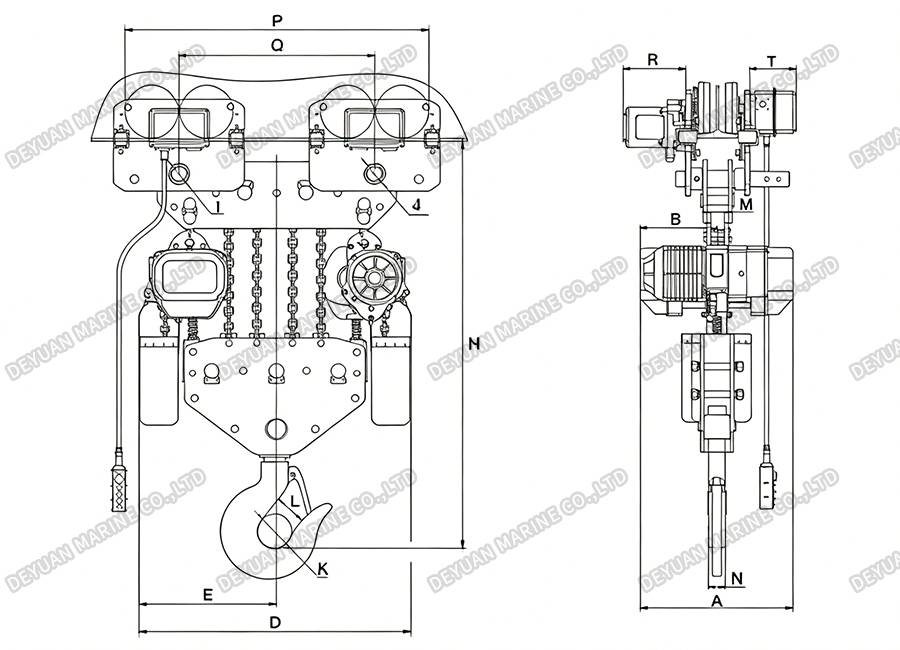 15t Electric Trolley Type Chain Hoist -DEYUAN MARINE2 15t Electric Trolley Type Chain Hoist -DEYUAN MARINE2