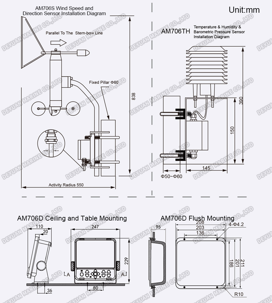 8 Inch TFT Marine Anemometer-DEYUAN MARINE 4