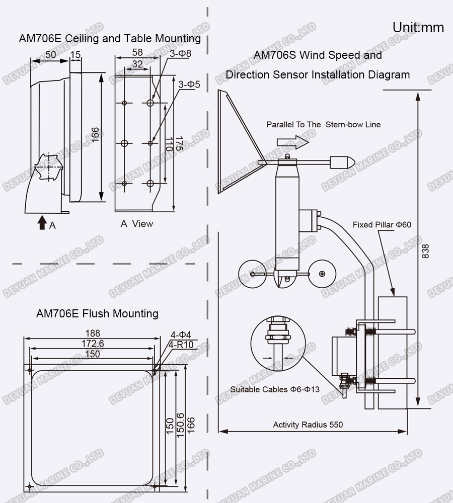 7 Inch TFT Marine Anemometer-DEYUAN MARINE 4