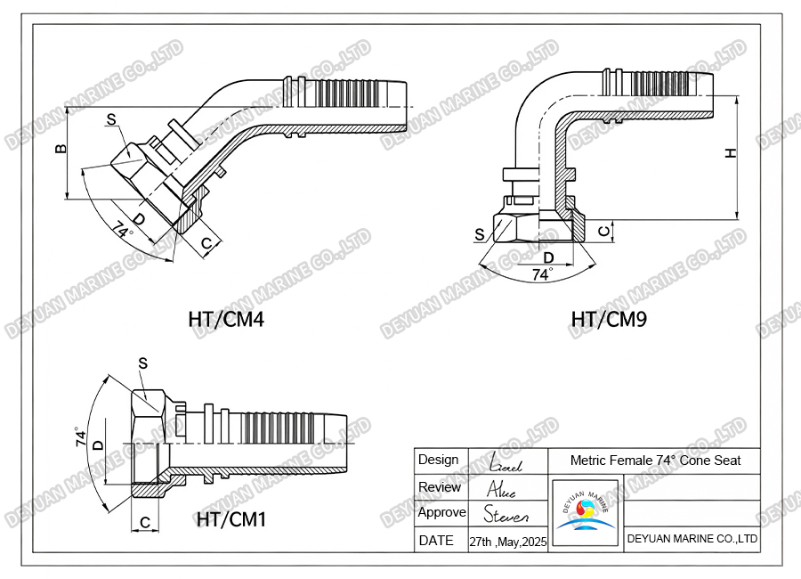 Metric Female 74° Cone Seat-DEYUAN MARINE 6 Metric Female 74° Cone Seat-DEYUAN MARINE 6