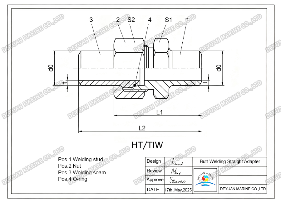 Marine Butt-Welding Straight Adapter -DEYUAN MARINE 2 Marine Butt-Welding Straight Adapter -DEYUAN MARINE 2