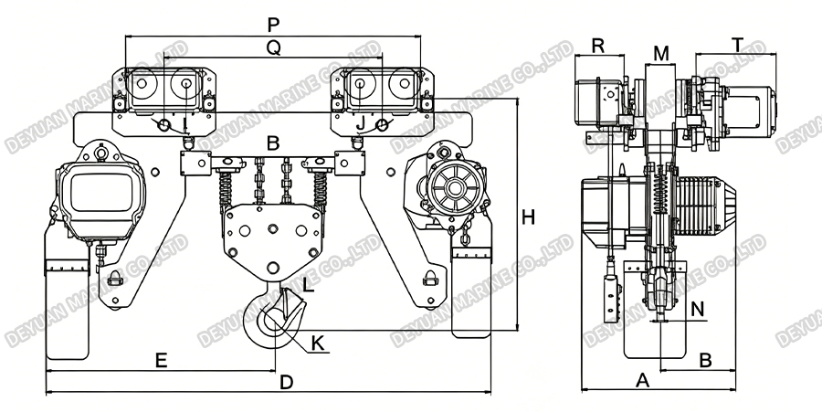 10t Low-Headroom Electric Chain Hoist -DEYUAN MARINE2 10t Low-Headroom Electric Chain Hoist -DEYUAN MARINE2