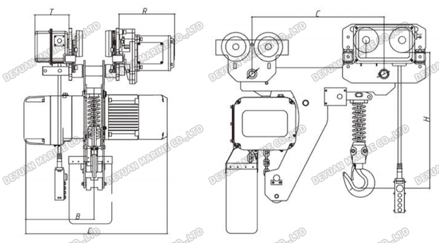 Low Headroom Type Electric Chain Hoist-DEYUAN MARINE2 Low Headroom Type Electric Chain Hoist-DEYUAN MARINE2