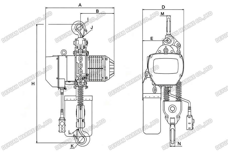 1-5T Hook Fixed Type Electric Chain Hoist (Double Chain) -DEYUAN MARINE2 1-5T Hook Fixed Type Electric Chain Hoist (Double Chain) -DEYUAN MARINE2