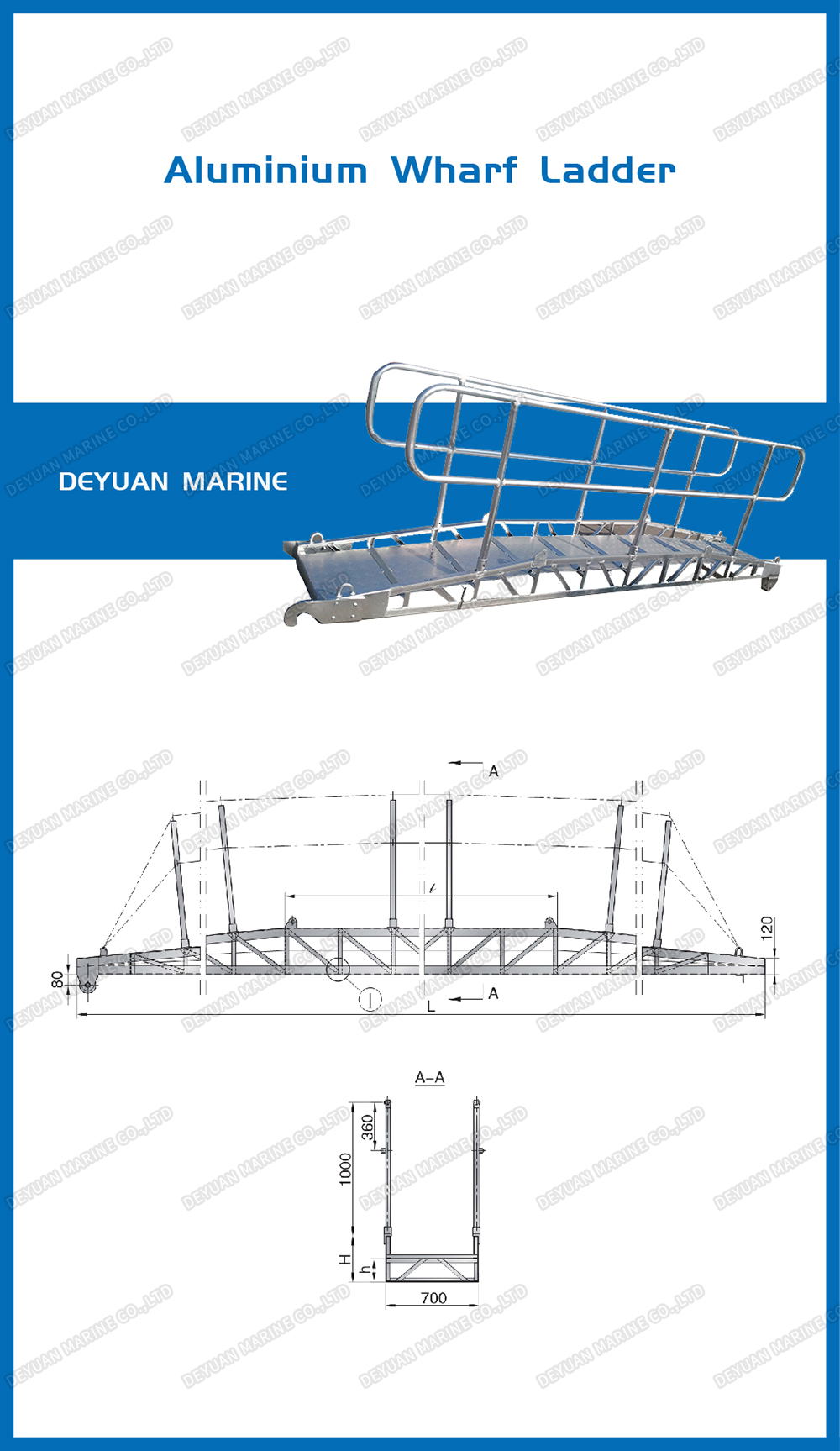 Aluminium Alloy Wharf Ladder--DEYUAN MARINE