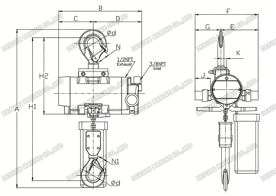 GTH Type Air Hoists-DEYUAN MARINE3