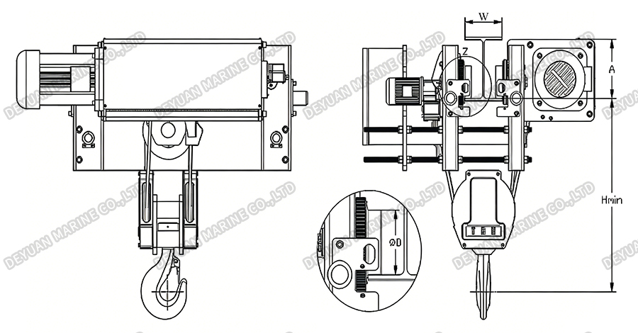 SHA7 Low Headroom Wire Rope Hoist (1.6t-10t) -DEYUAN MARINE6