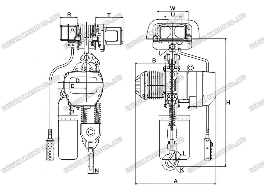 Electric Trolley Type Chain Hoist (Double Chain) -DEYUAN MARINE2