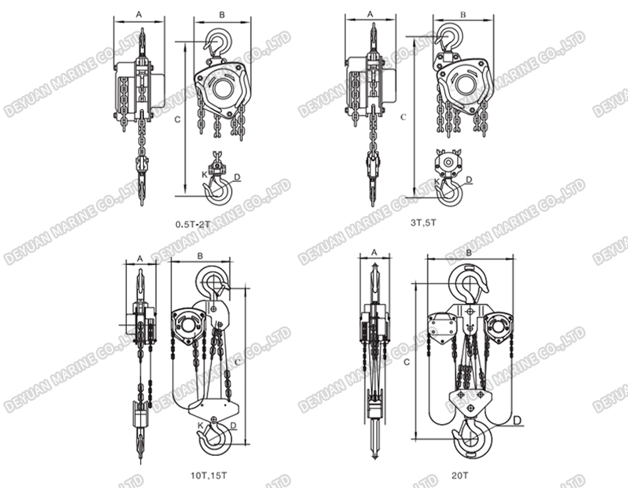 Marine VC-A Hand Chain Hoist -DEYUAN MARINE3