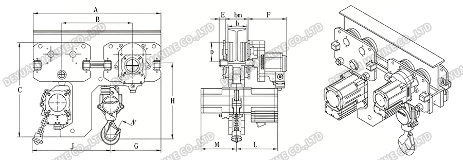 GTL Low Headroom Series Air Hoists-DEYUAN MARINE2