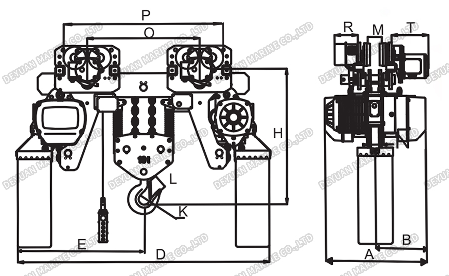 0.5T-10T Low Headroom Electric Chain Hoist-DEYUAN MARINE3