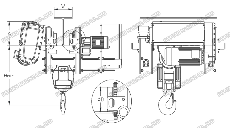 SHA8 Low-headroom Electric Wire Rope Hoist-DEYUAN MARINE2