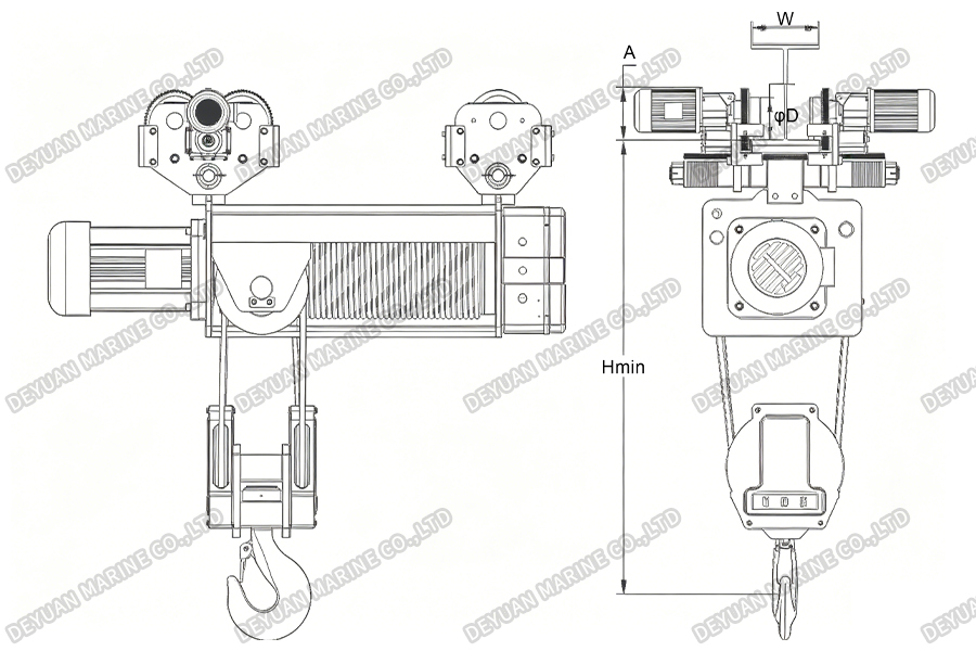 SHA7 Monorail Electric Wire Rope Hoist(1.6t-20t) -DEYUAN MARINE3