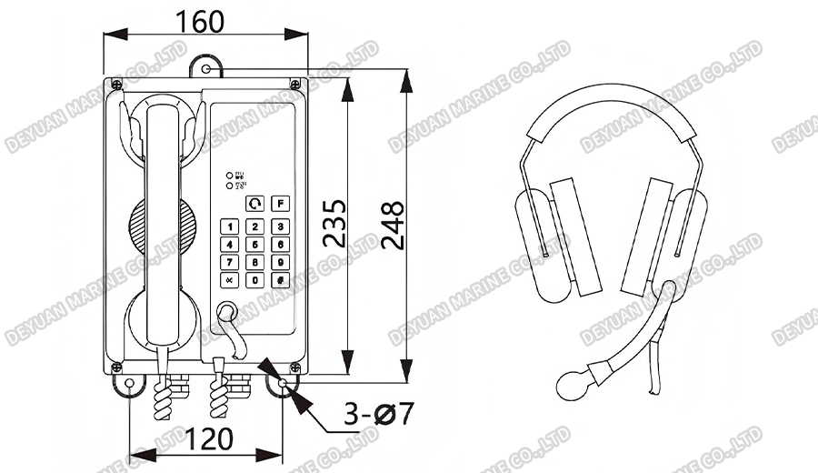 HAC-100J Noise-proof Auto Telephone-DEYUAN MARINE2