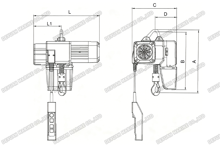 SY-D Type 0.25T-1T Electric Chain Hoist-DEYUAN MARINE2.