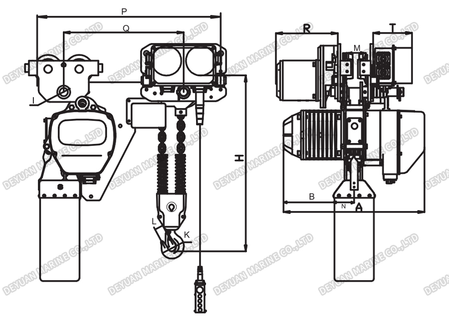 0.5T-10T Low Headroom Electric Chain Hoist-DEYUAN MARINE2