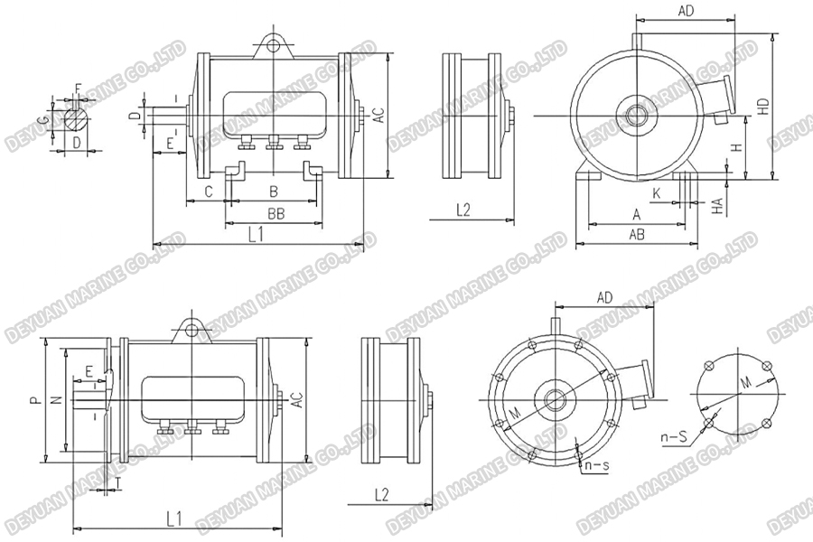 YZ-H Series Three-Phase Asynchronous Motor for marine crane (three Speed)-DEYUAN MARINE2