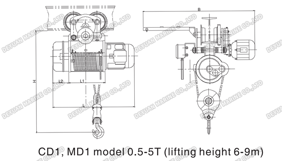 CD1&MD1 Electric Wire Rope Hoist-DEYUAN MARINE5