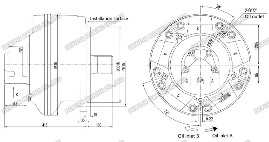 CCS Certified High Torque Hydraulic Motor-DEYUAN MARINE 7