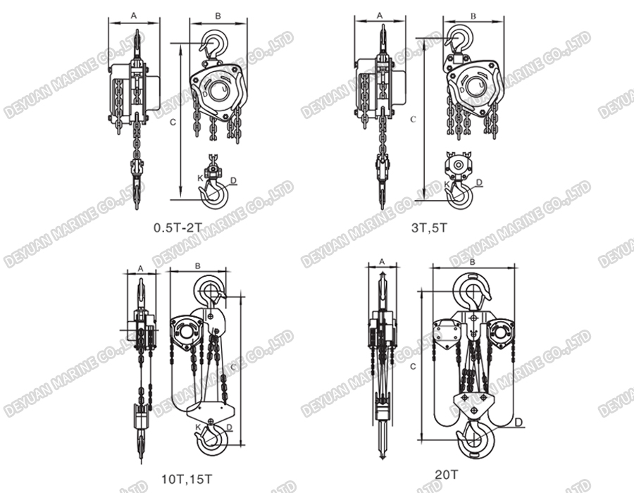 Marine HS-C Hand Chain Hoist -DEYUAN MARINE2
