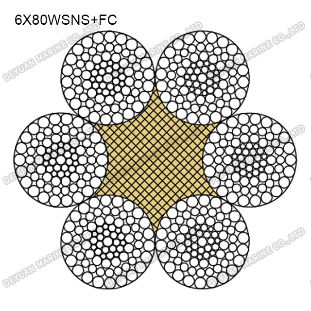 6×80WSNS Class Compacted Strand Wire Rope