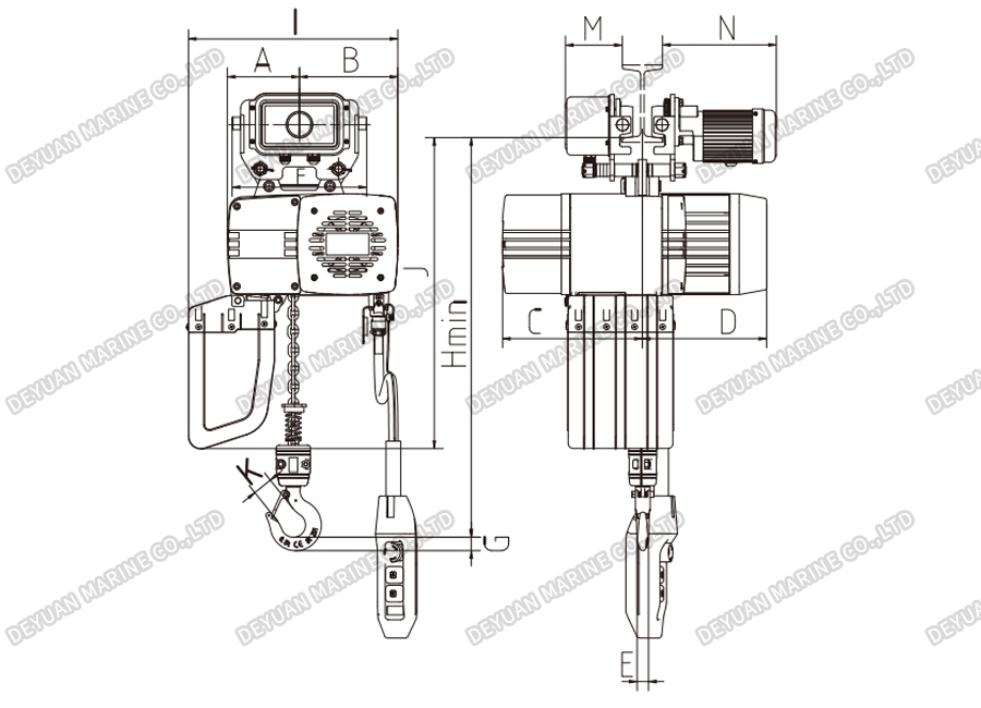 TCD Electric Chain Hoist with Electric Trolley-DEYUAN MARINE2