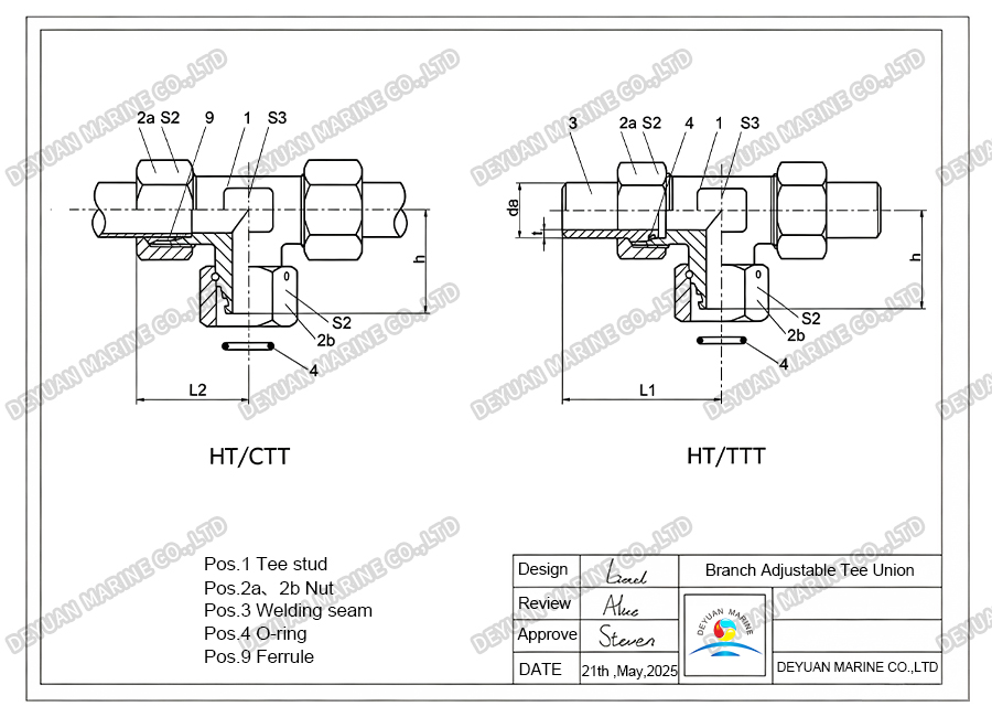 Branch Adjustable Tee Union-DEYUAN MARINE 2