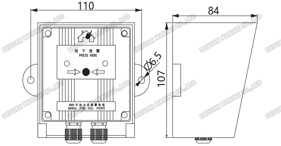 HD05FB Watertight Fire Call Point-DEYUAN MARINE2