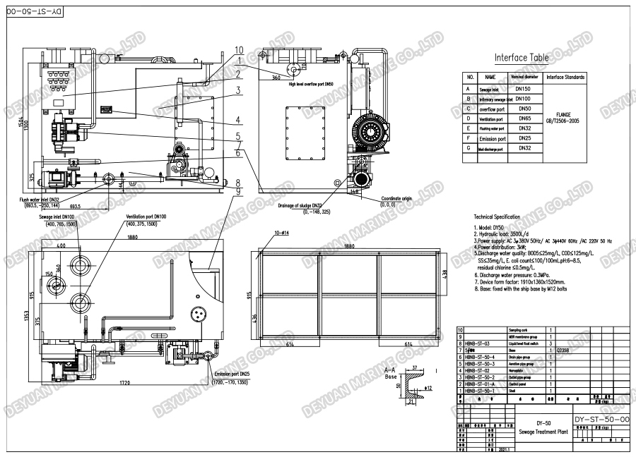 3500 L&middot;d⁻&sup1; Marine Wastewater Treatment Plant-DEYUAN MARINE4.