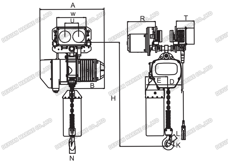 0.5T-25T Electric Chain Hoist-DEYUAN MARINE3.