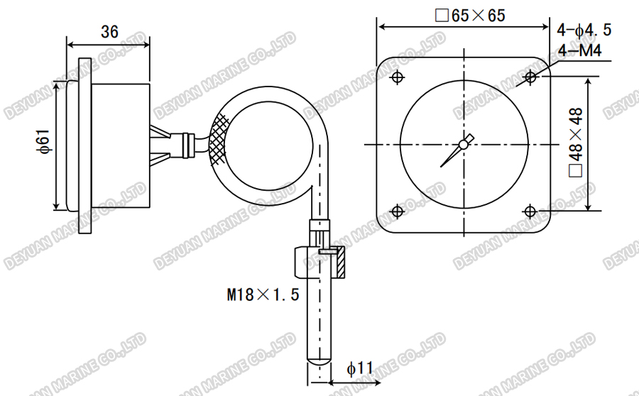 WYZ Pressure Type Thermometer-DEYUAN MARINE2