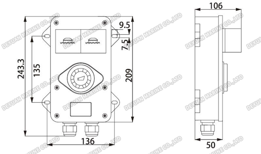 YLX120-F,II General Alarm Waterproof Light &Electronic Bell-DEYUAN MARINE2