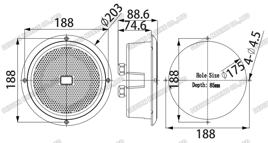 YDC-口K Ceiling Speaker-DEYUAN MARINE2