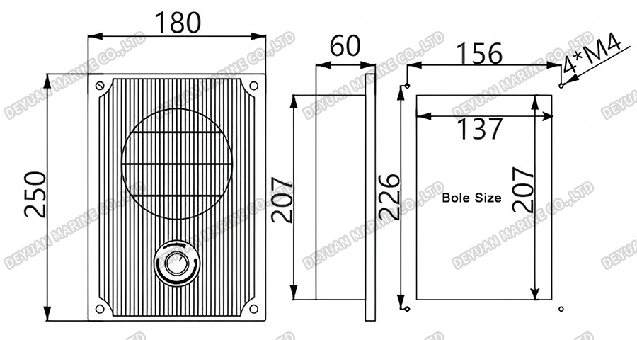 YDC-口Q Flush Type Low Pitch Loudspeakers-DEYUAN MARINE2