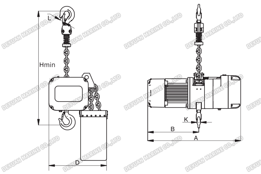 TH-DG Type Inverted Stage Electric Chain Hoist-DEYUAN MARINE2