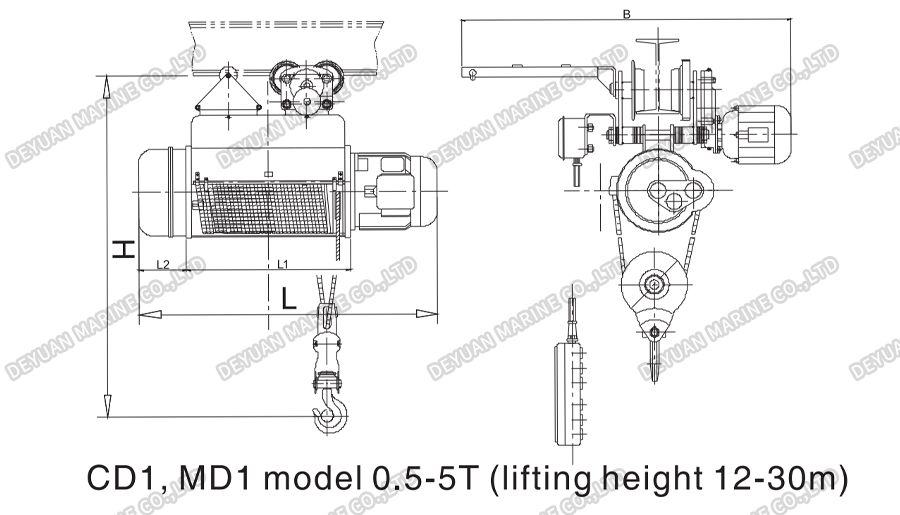 CD1&MD1 Electric Wire Rope Hoist-DEYUAN MARINE6
